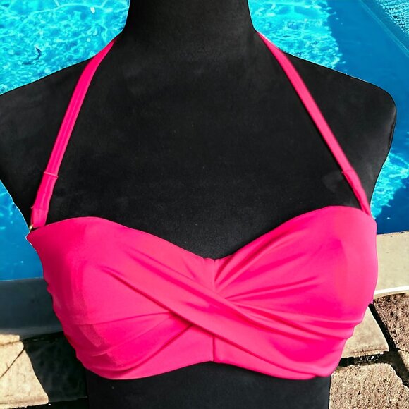 NWOT VICTORIA SECRET ( 34C ) Bright Pink/Fusha Swim Top - Picture 1 of 9